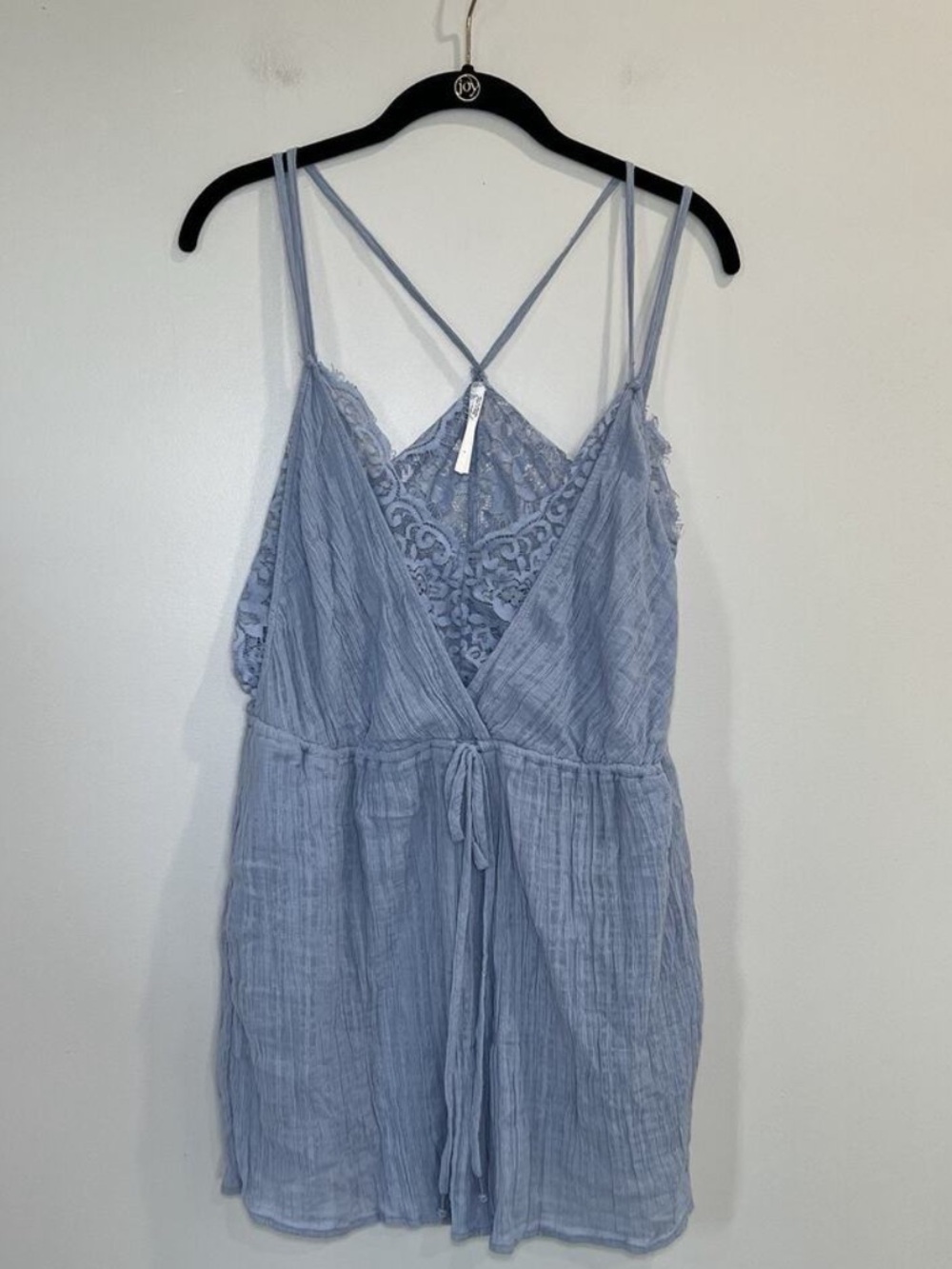Anthropologie Layered Cami‎ Romper Sky Cotton Sleeveless Mesh Size Large
